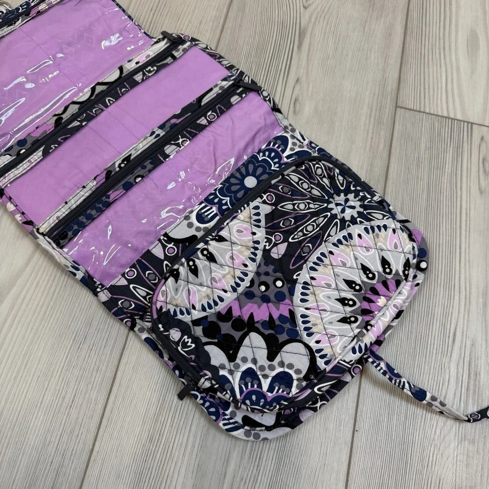 Vera Bradley Mimosa Medallion‎ Purple Blue Hanging Travel Cosmetic Bag